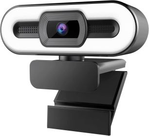 SAROOD Webcam; 2K HD Web Cam with Microphone and Ring Light for Computer; Streaming Computer Camera with Mini Tripod; 105-Degree Wide Angle; Autofocus