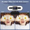 SAROOD Webcam; 2K HD Web Cam with Microphone and Ring Light for Computer; Streaming Computer Camera with Mini Tripod; 105-Degree Wide Angle; Autofocus