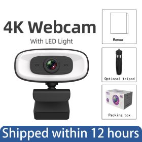 4K Webcam PC Laptops Portable 2K 1080P Webcam Live Streaming Flexible Full HD Web Camera For Computer With Microphone With Light