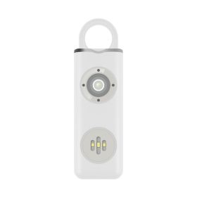 USB Chargeable Personal Safety Alarm Key Chain 130 DB With LED Light For Outdoors (Color: White)