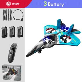 V17 RC Remote Control Airplane Drone 2.4G Gravity Sensing Remote Control Plane Glider Airplane EPP Foam Boy Toys Kids For Gift (Color: Blue 3 Battery, Ships From: China)