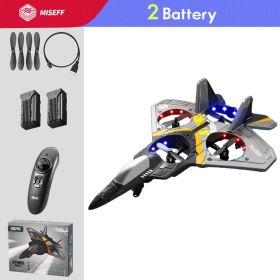 V17 RC Remote Control Airplane Drone 2.4G Gravity Sensing Remote Control Plane Glider Airplane EPP Foam Boy Toys Kids For Gift (Color: Gray 2 Battery, Ships From: China)