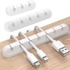 White Cable Clips; Cord Organizer Cable Management; include 7; 5; 3 Slots; Cable Organizers USB Cable Holder Wire Organizer Cord Clips; 3 Packs Cord H