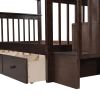 Stairway Twin-Over-Twin Bunk Bed with Three Drawers for Bedroom, Dorm - Gray