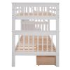 Stairway Twin-Over-Twin Bunk Bed with Three Drawers for Bedroom, Dorm - Gray