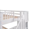 Stairway Twin-Over-Twin Bunk Bed with Three Drawers for Bedroom, Dorm - Gray